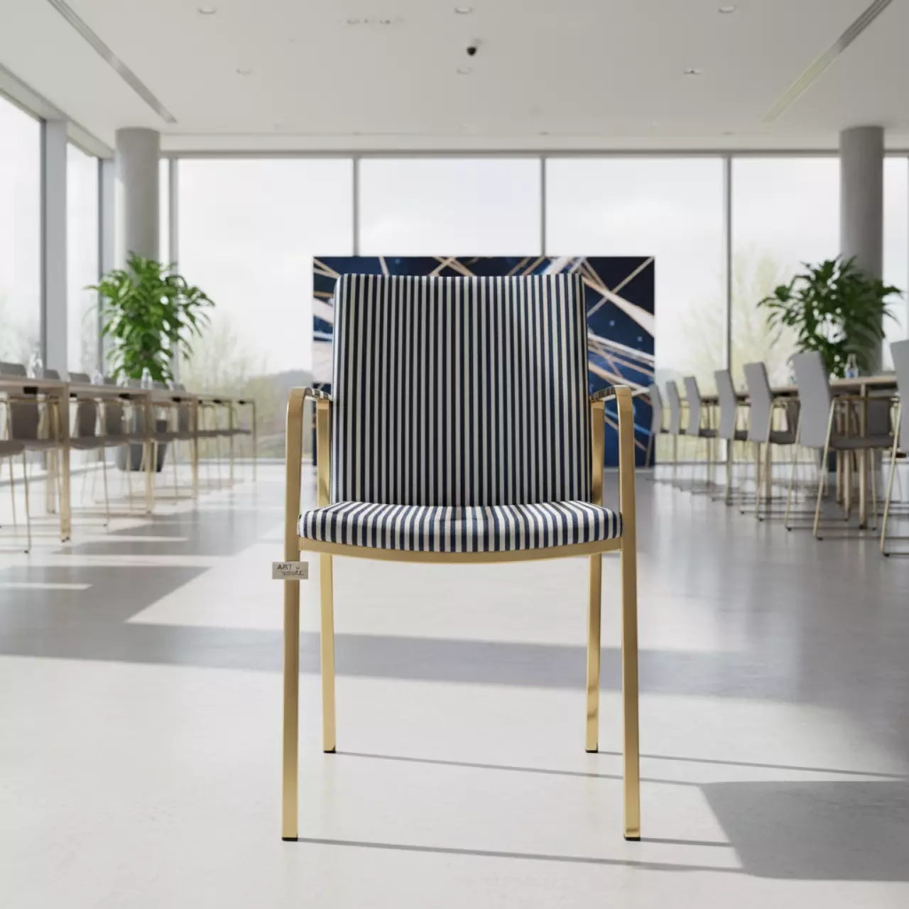 Аренда Стул Хит золото узкая синяя полоса в Bridge Resort — ART SPACE