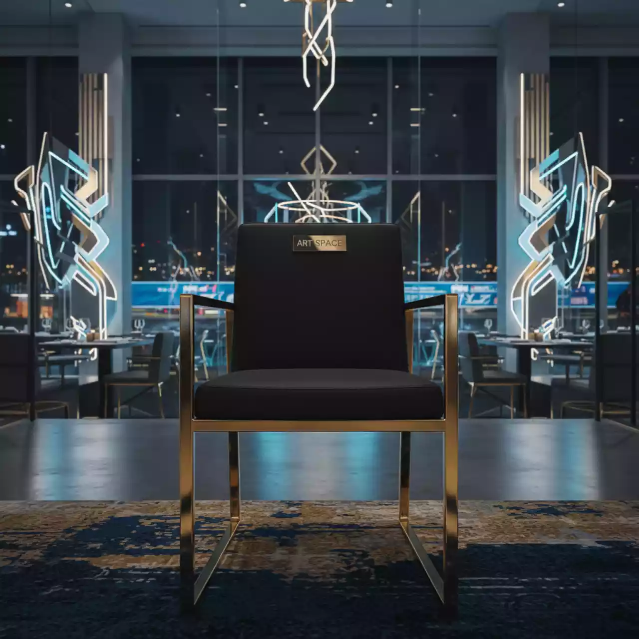 Аренда Стул Хит золотой каркас Сабо черный в ресторане «Паруса» — ART SPACE