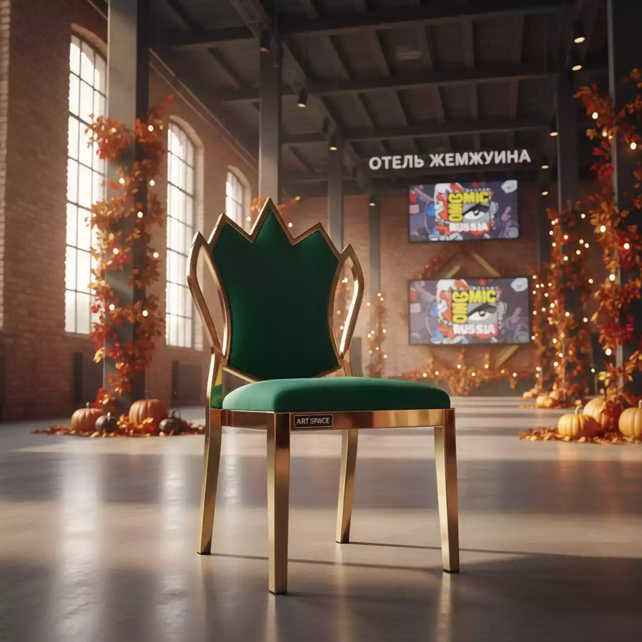 Аренда Стул Хит золотой каркас зеленая корона в конгресс-холле отеля Жемчужина — ART SPACE