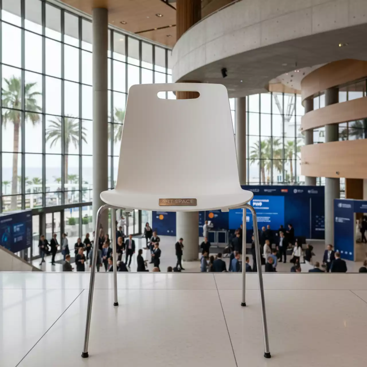 Аренда Стул IKEA белый с ручкой пластик металл в Cosmos Sochi Hotel — ART SPACE