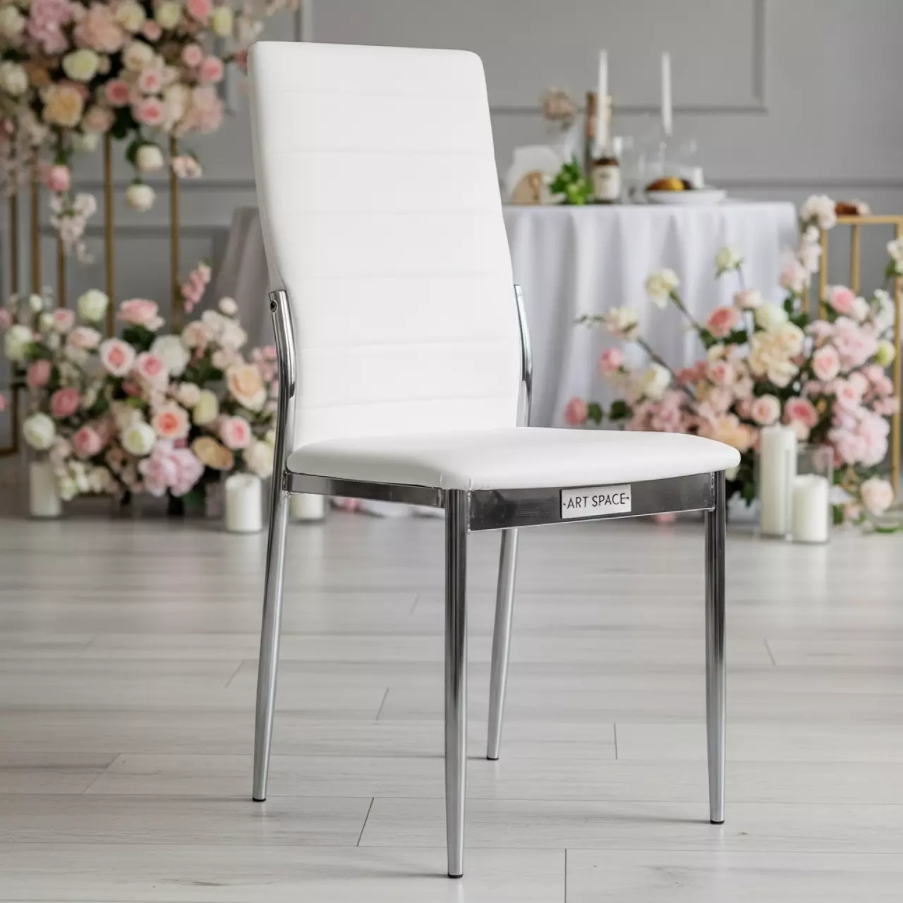 Аренда Стул Iso Chrome кожа белый в ресторане «Плакучая Ива» — ART SPACE