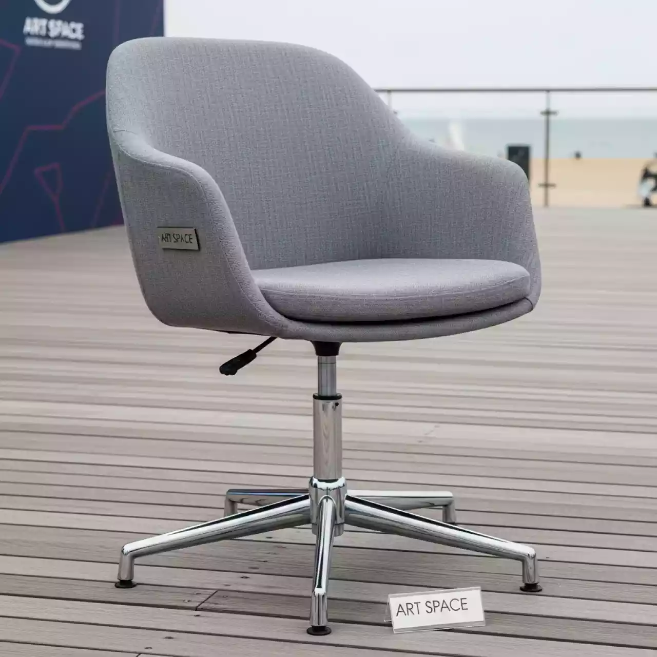 Аренда Стул ИЗО серый ткань хром на пляже «Маяк» — ART SPACE
