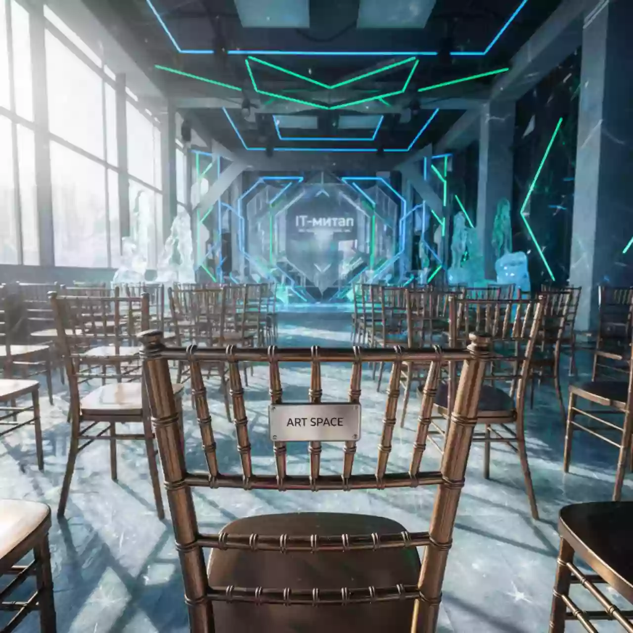 Аренда Стул Кьявари деревянный бронза в ледовом дворце «Роза Хутор» — ART SPACE