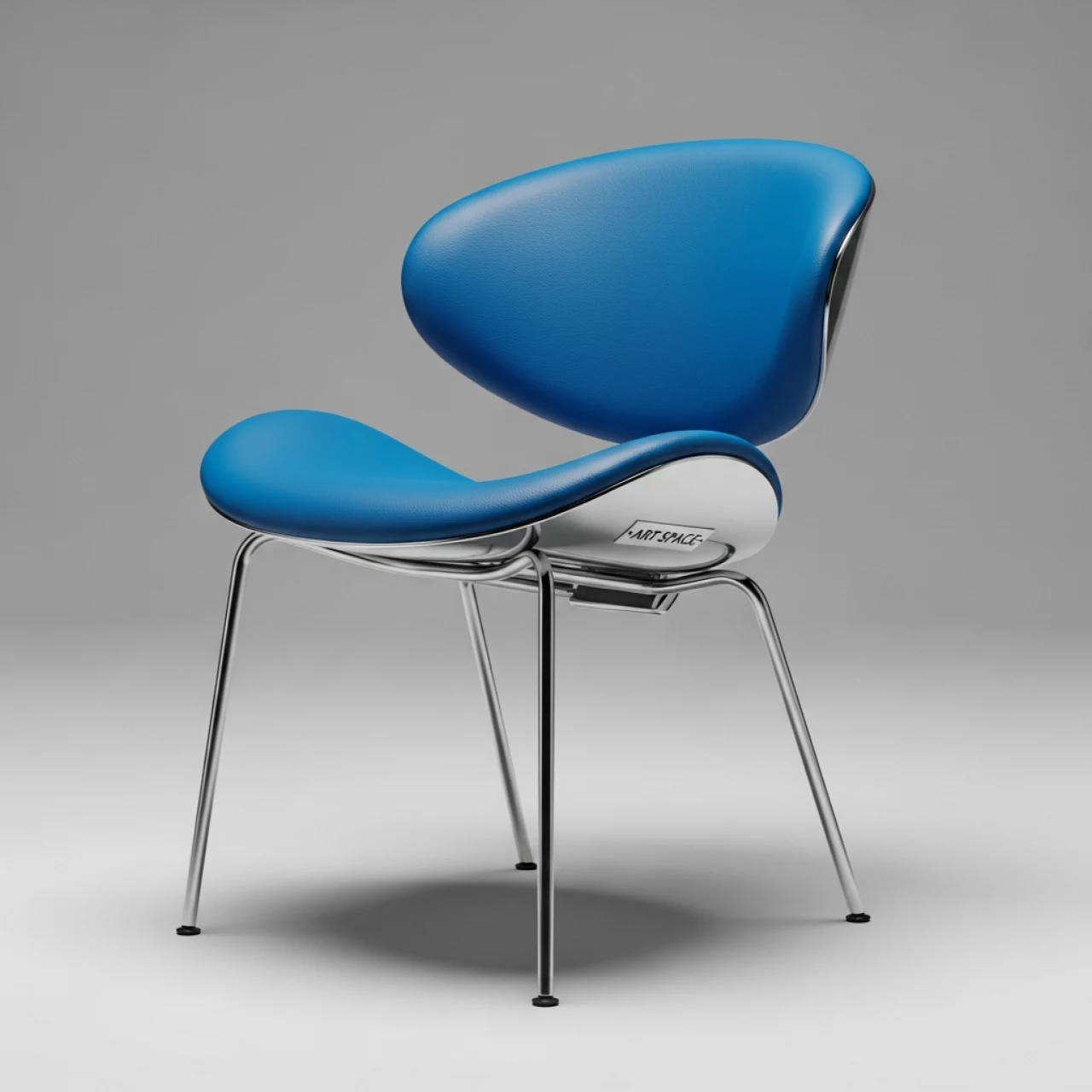 Аренда Стул каркас серебро экокожа голубая Helmet в ресторане «Voda» — ART SPACE