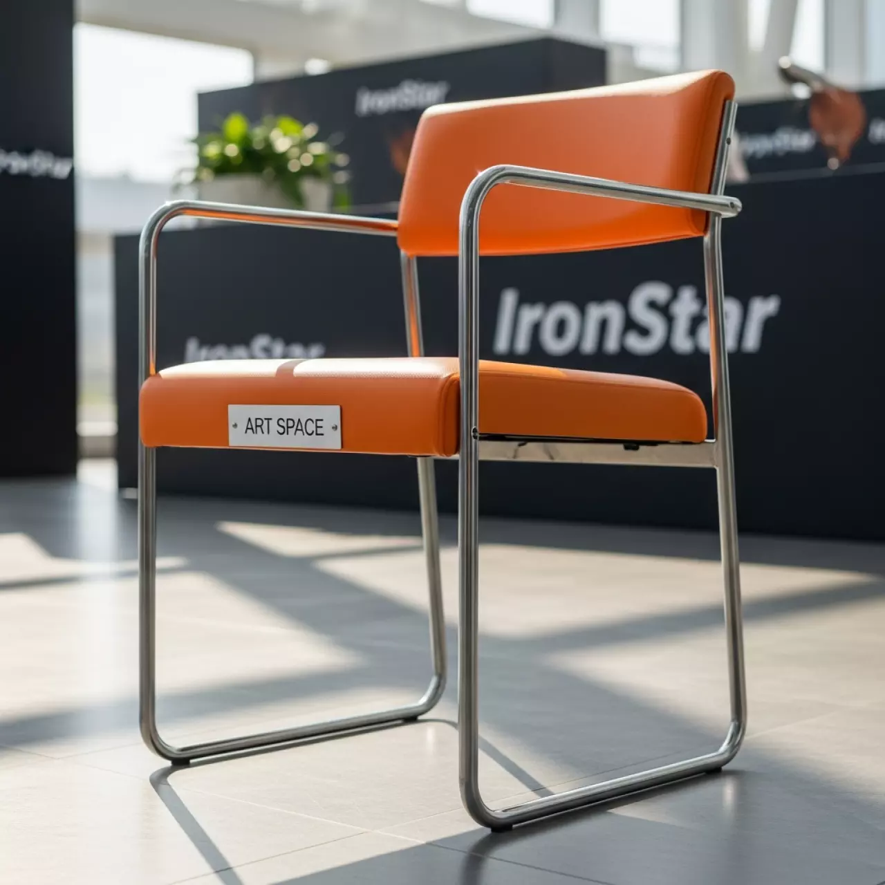 Аренда Стул каркас серебро экокожа оранжевый Helmet в Cosmos Sochi Hotel — ART SPACE