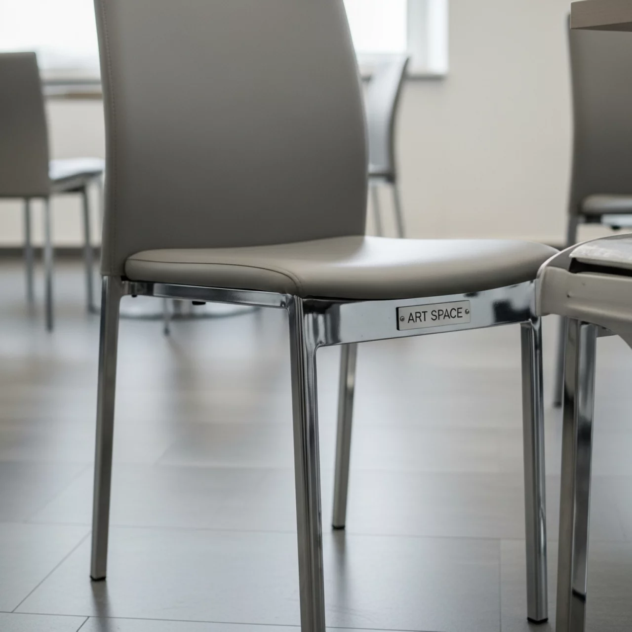 Аренда Стул каркас серебро экокожа серый Helmet в ресторане «Brunello» — ART SPACE