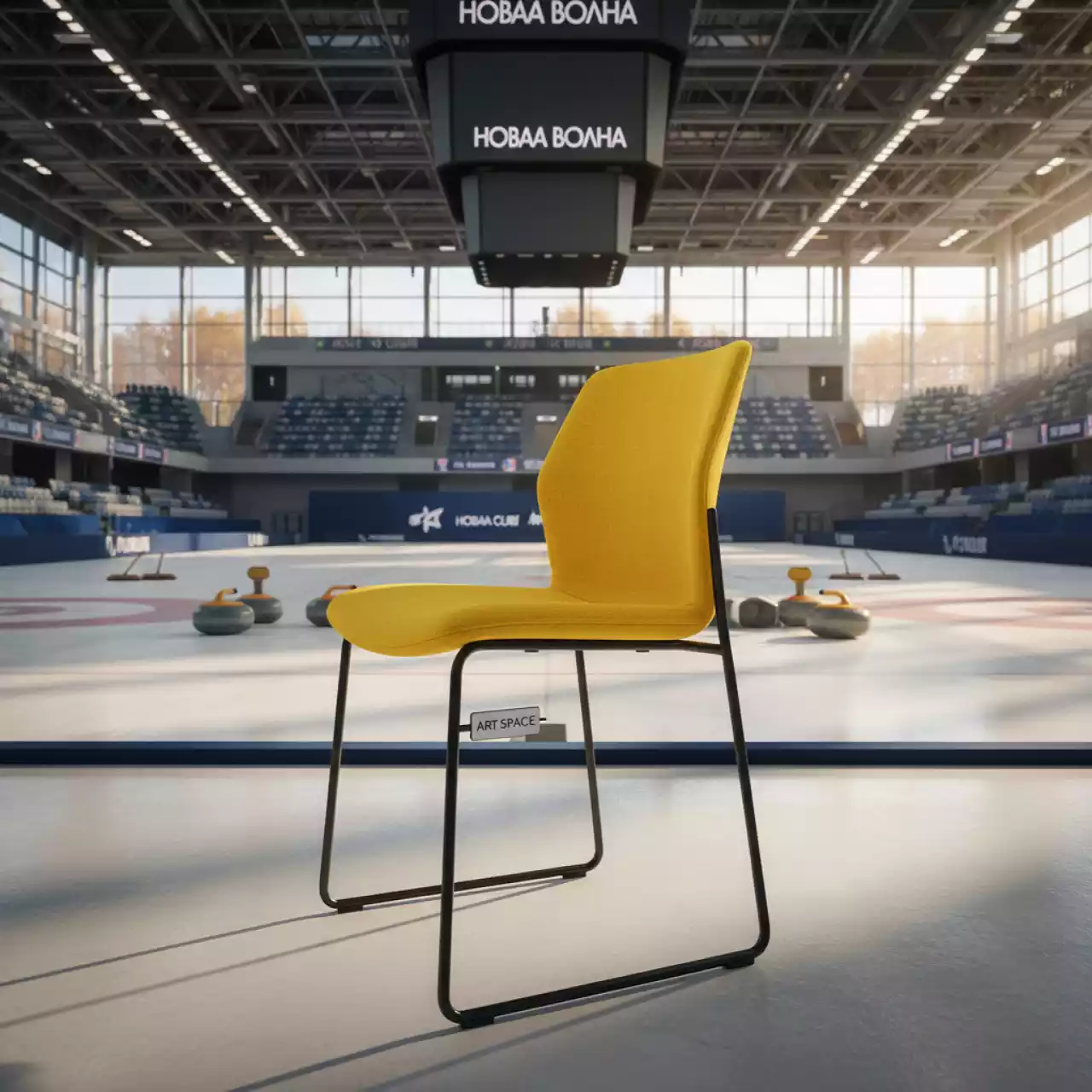Аренда Стул Кавалла желтый черный в Керлинговом центре «Ледяной куб» — ART SPACE