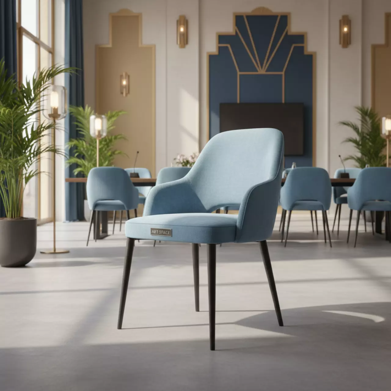 Аренда Стул Kongsberg голубая ткань черные ножки в Поляна 1389 Отель и Спа — ART SPACE