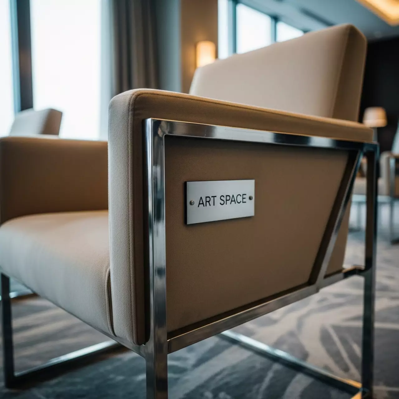 Аренда Стул Kongsberg на пространственной раме велюр светло бежевый металлические ножки в Pullman Sochi Centre — ART SPACE