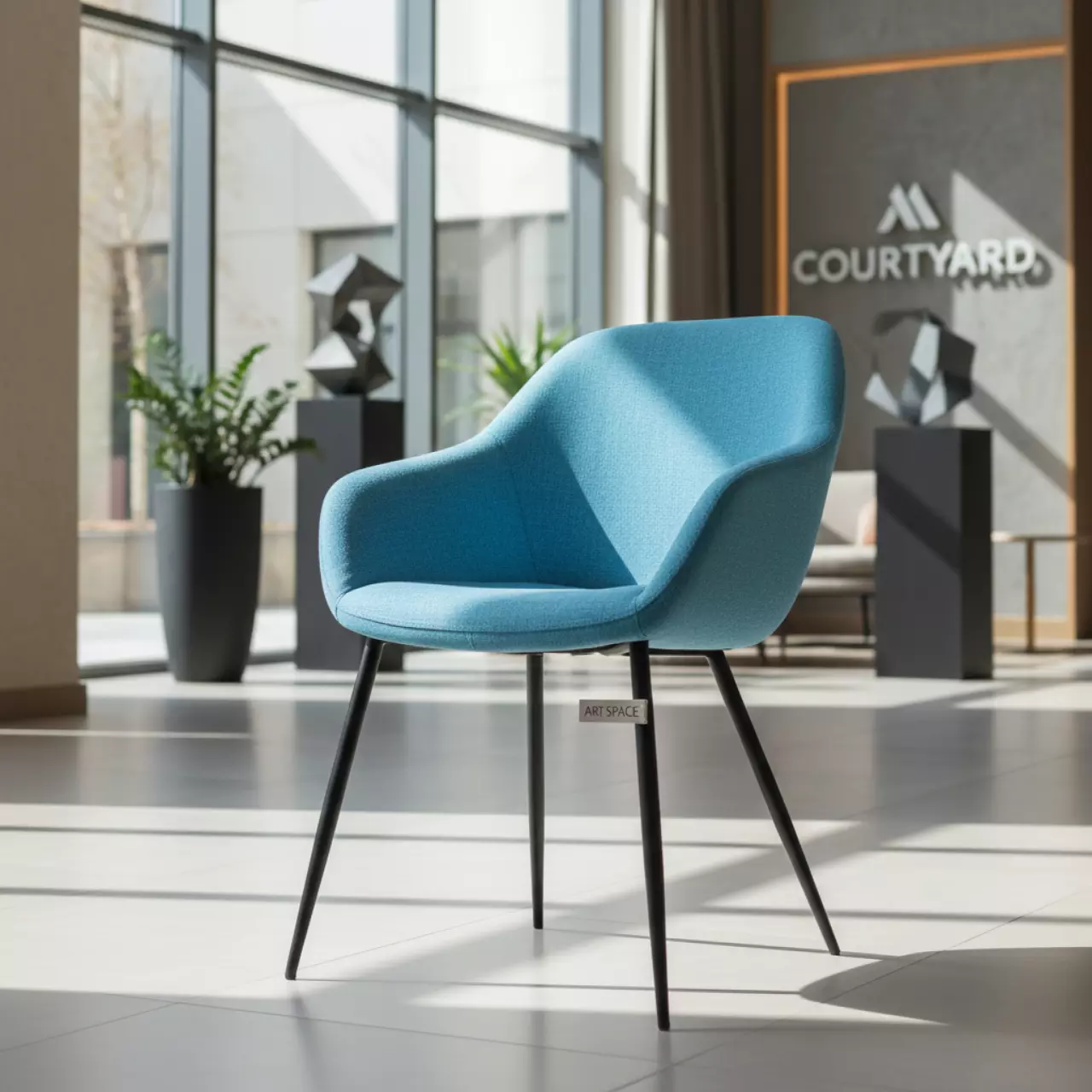 Аренда Стул Kongsberg ткань голубая черные ножки в Courtyard by Marriott Sochi — ART SPACE