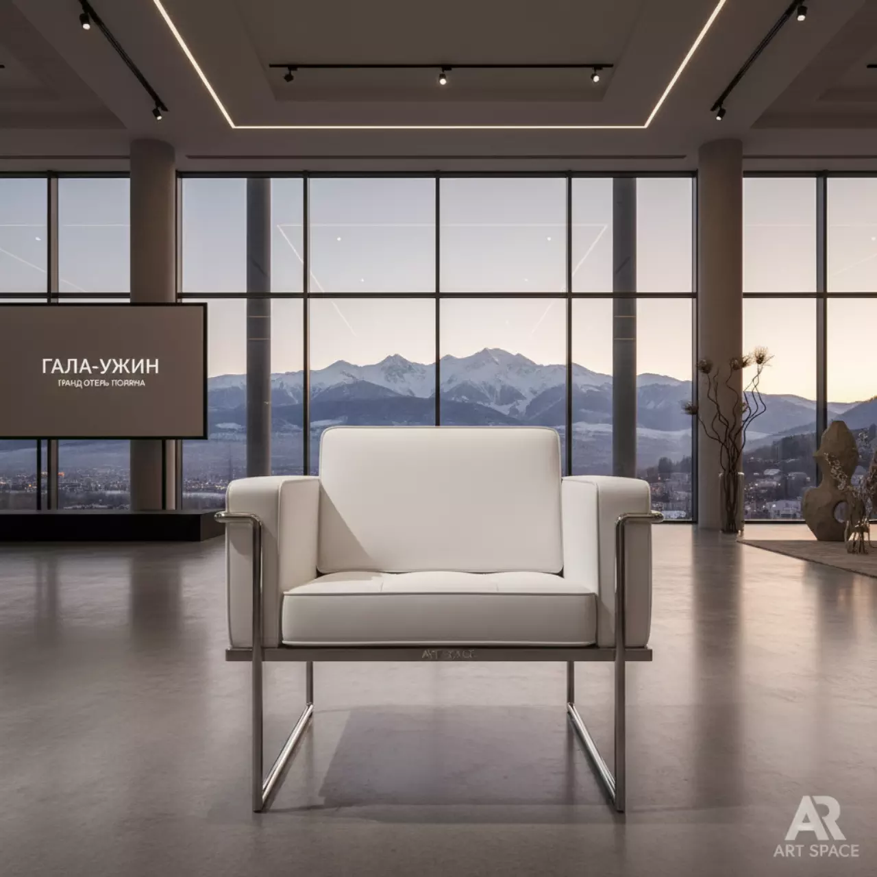 Аренда Стул кожа белый Iso Chrome в Гранд Отель Поляна — ART SPACE