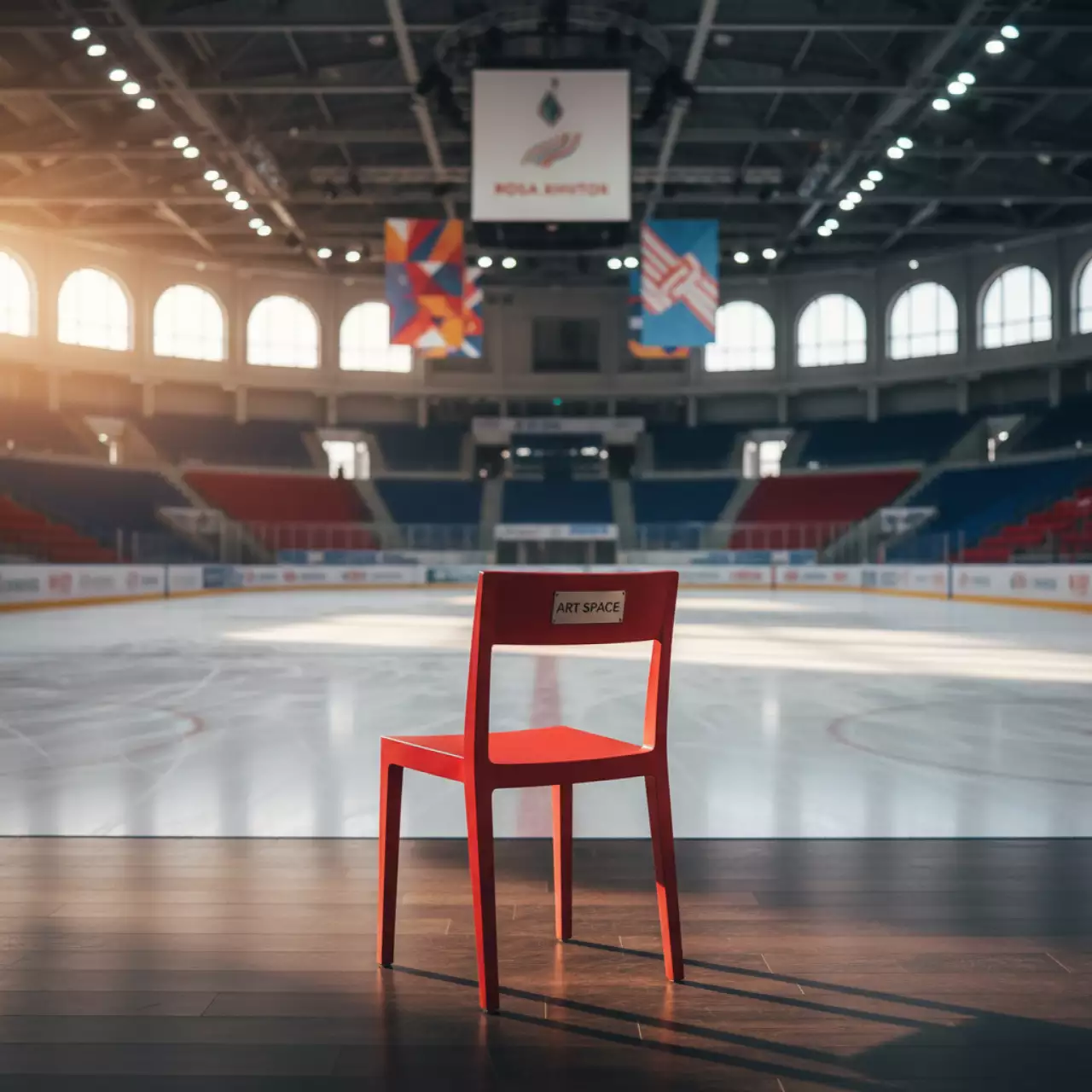 Аренда Стул красный Wood в ледовом дворце «Роза Хутор» — ART SPACE