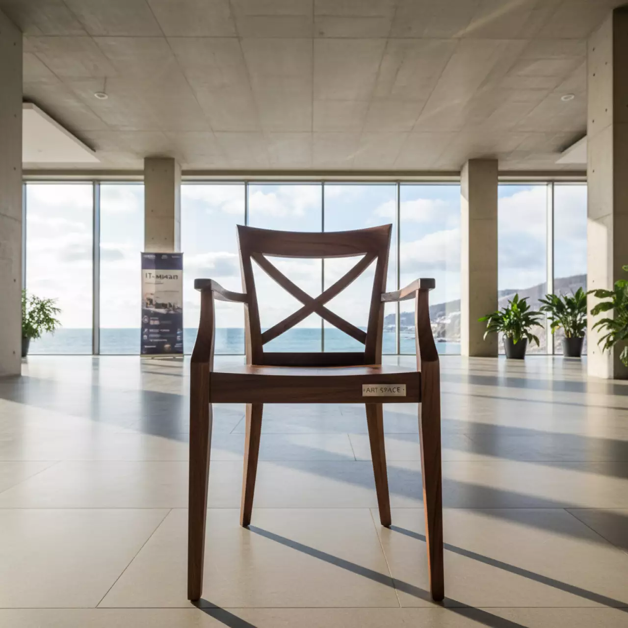 Аренда Стул Кросс с подлокотниками береза темный орех в комплексе «Дагомыс» — ART SPACE