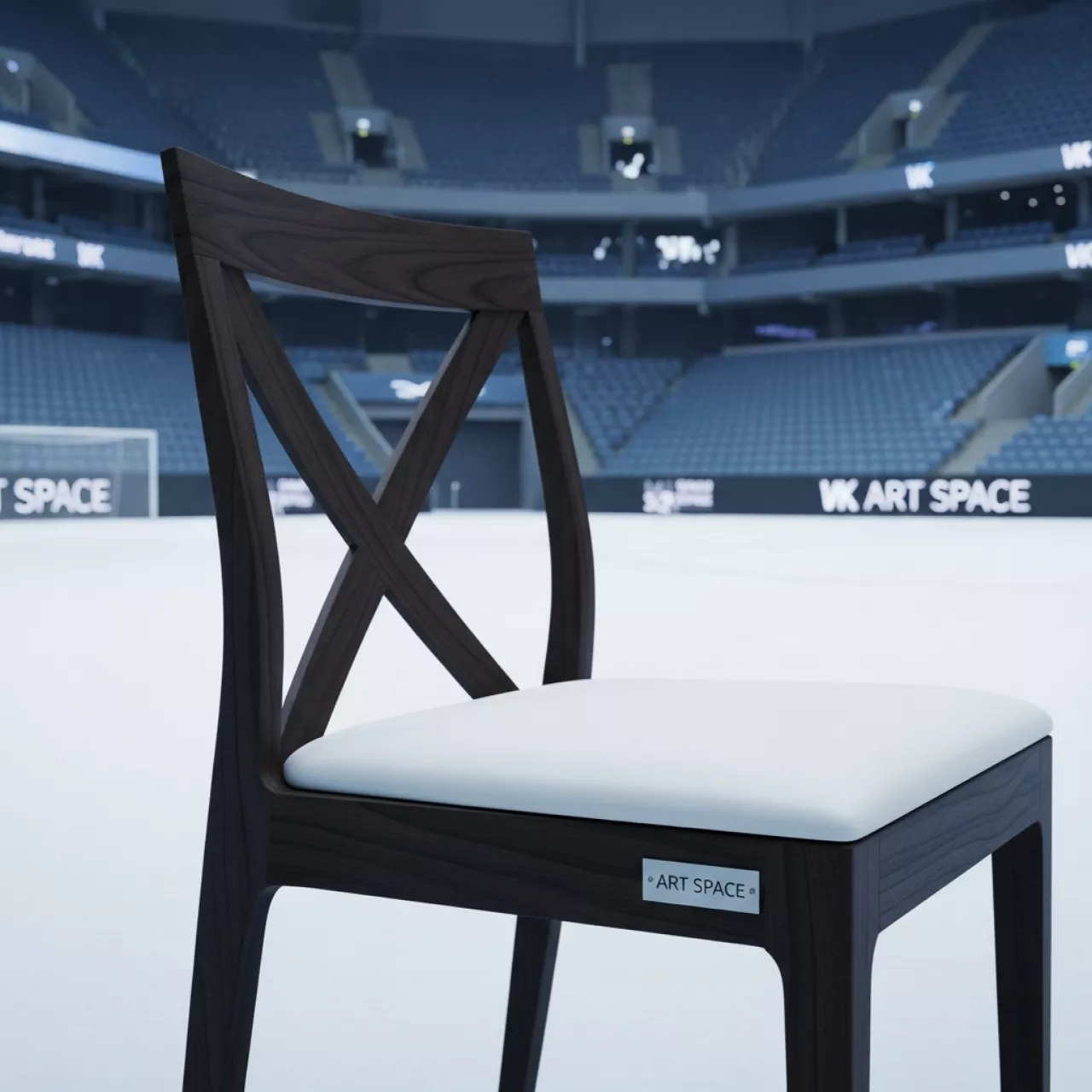 Аренда Стул Кроссбэк с подушкой экокожа White бук морилка венге в VK Stadium Sirius — ART SPACE