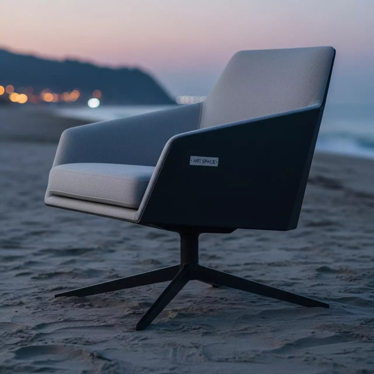 Аренда Стул крутящийся Моншау серый черный каркас на пляже «Ривьера» — ART SPACE
