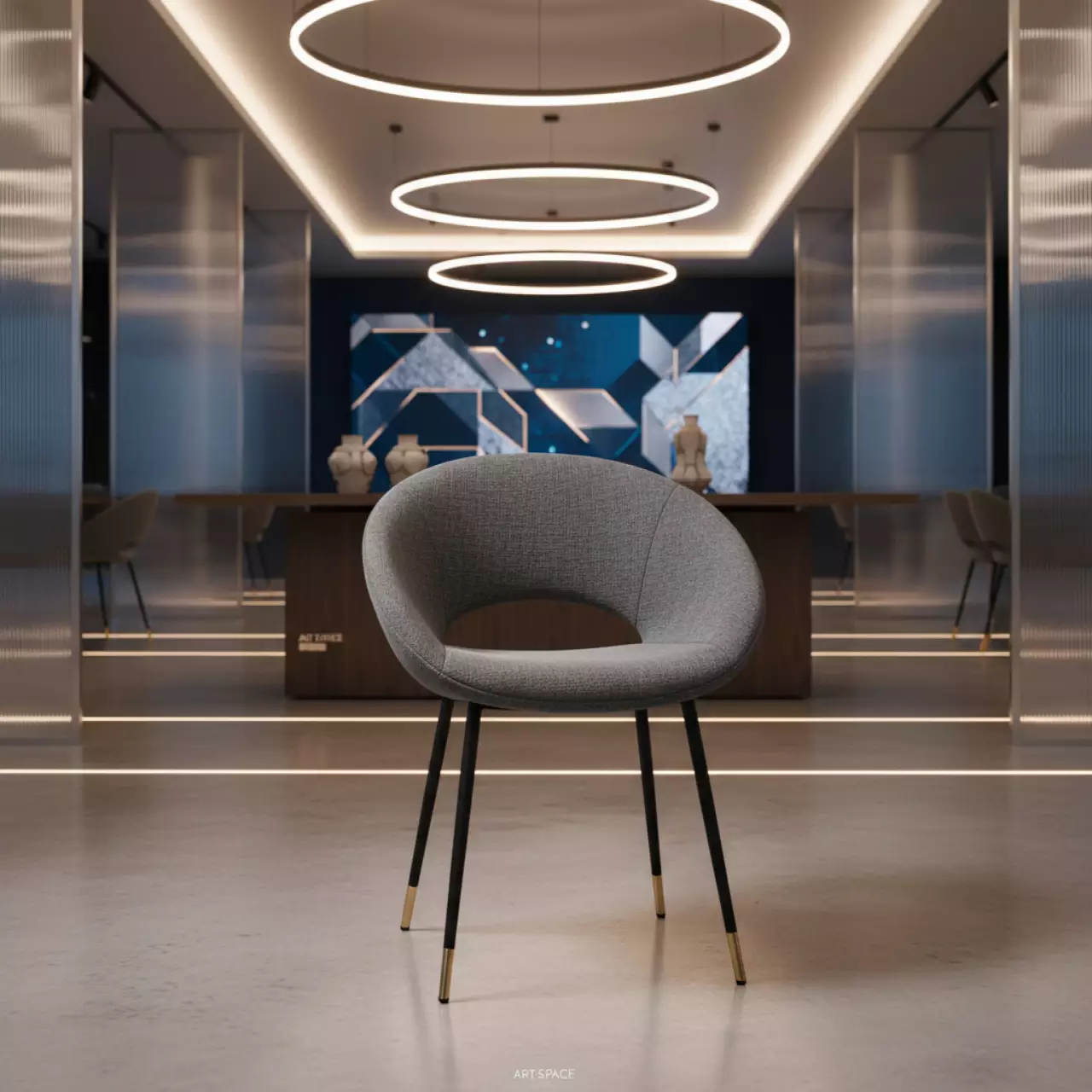 Аренда Стул кухонный Sphere серый черный золотой в ресторане «Магеллан» — ART SPACE