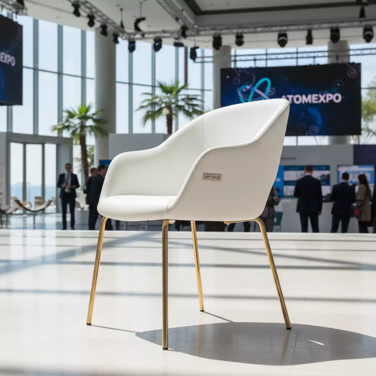 Аренда Стул Laval белая экокожа золото в Mercure Сочи Центр — ART SPACE