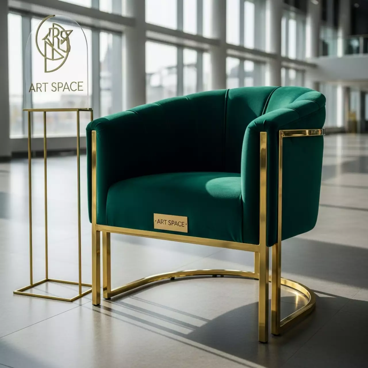 Аренда Стул Laval Gold обивка зеленый бархат в ледовой арене «Шайба» — ART SPACE