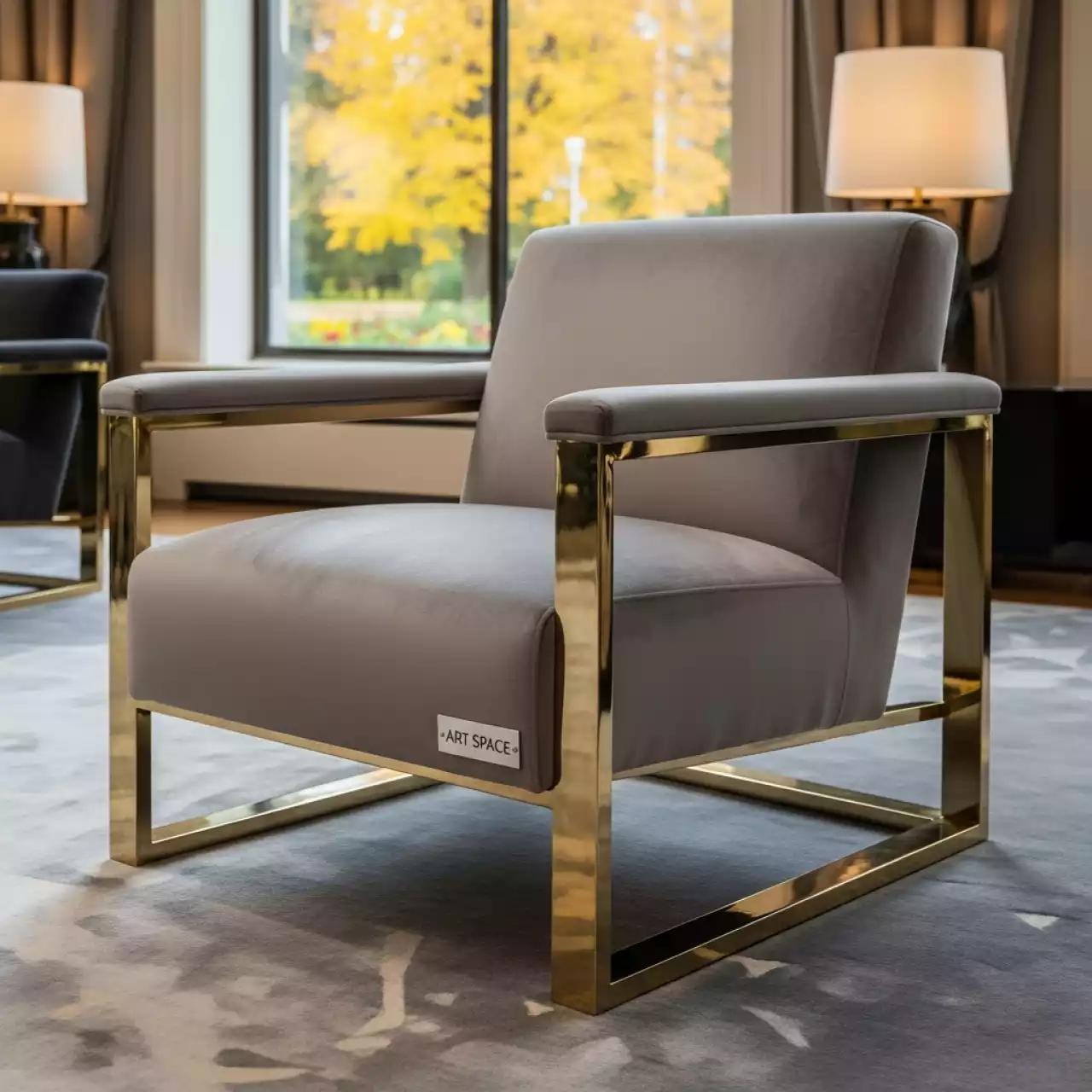 Аренда Стул Laval Gold серый бархат в Green Flow Hotel — ART SPACE