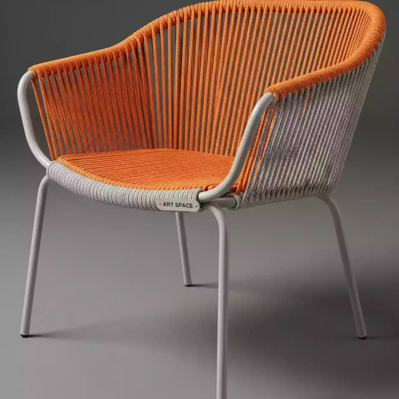Аренда Стул Лион плетеный из роупа оранжевый меланж светло серый в Cosmos Sochi Hotel — ART SPACE