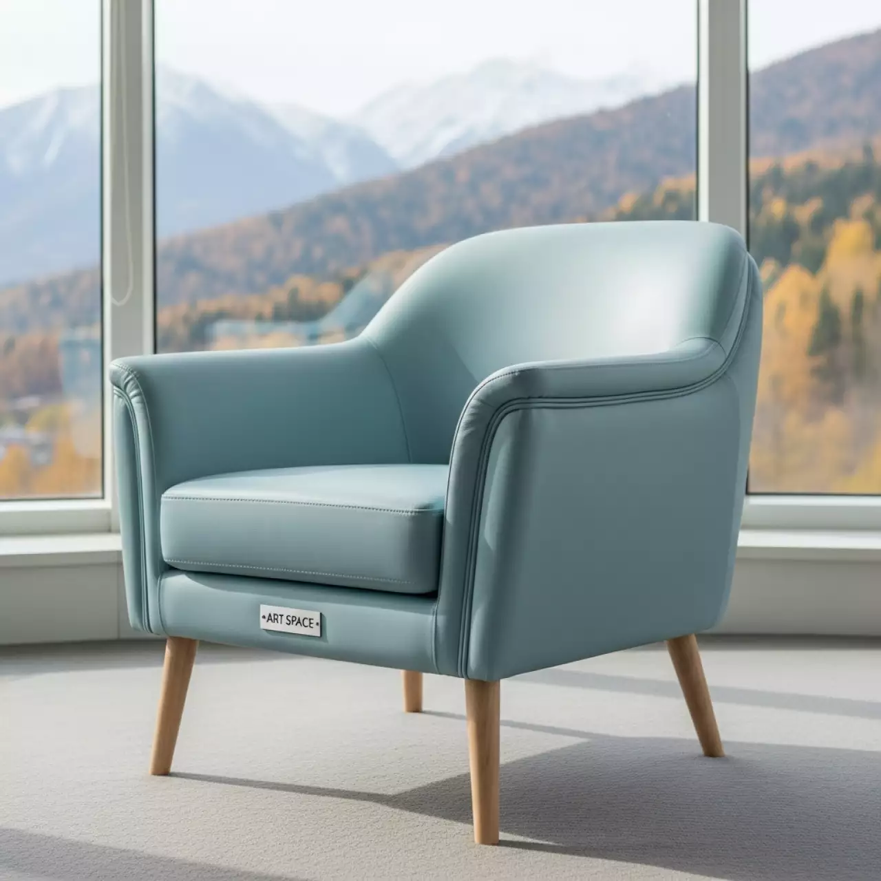 Аренда Стул Лион с подлокотниками и подушкой экокожа Pastel Blue в Гранд Отель Поляна — ART SPACE