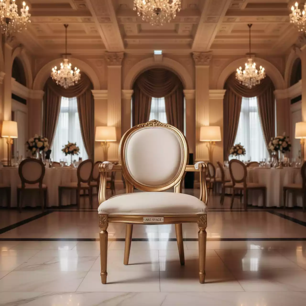 Аренда Стул Лира золотой молочный бархат в Grand Karat Sochi — ART SPACE