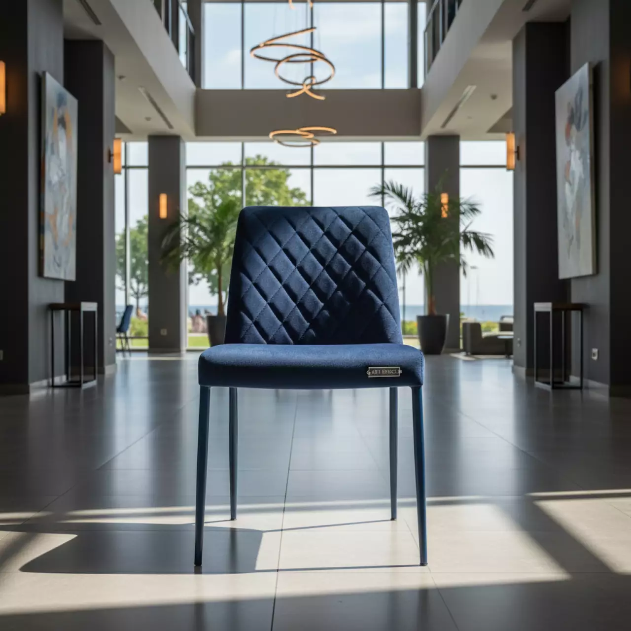 Аренда Стул Маллин Диамант вельвет синий синие ножки в City Park Hotel Sochi — ART SPACE