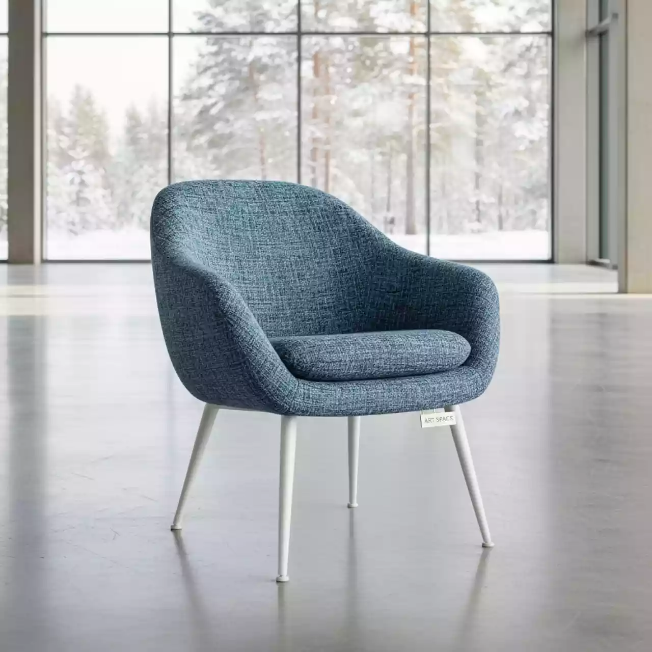 Аренда Стул Маллин сине голубой гобелен белые ножки в санатории «Заполярье» — ART SPACE