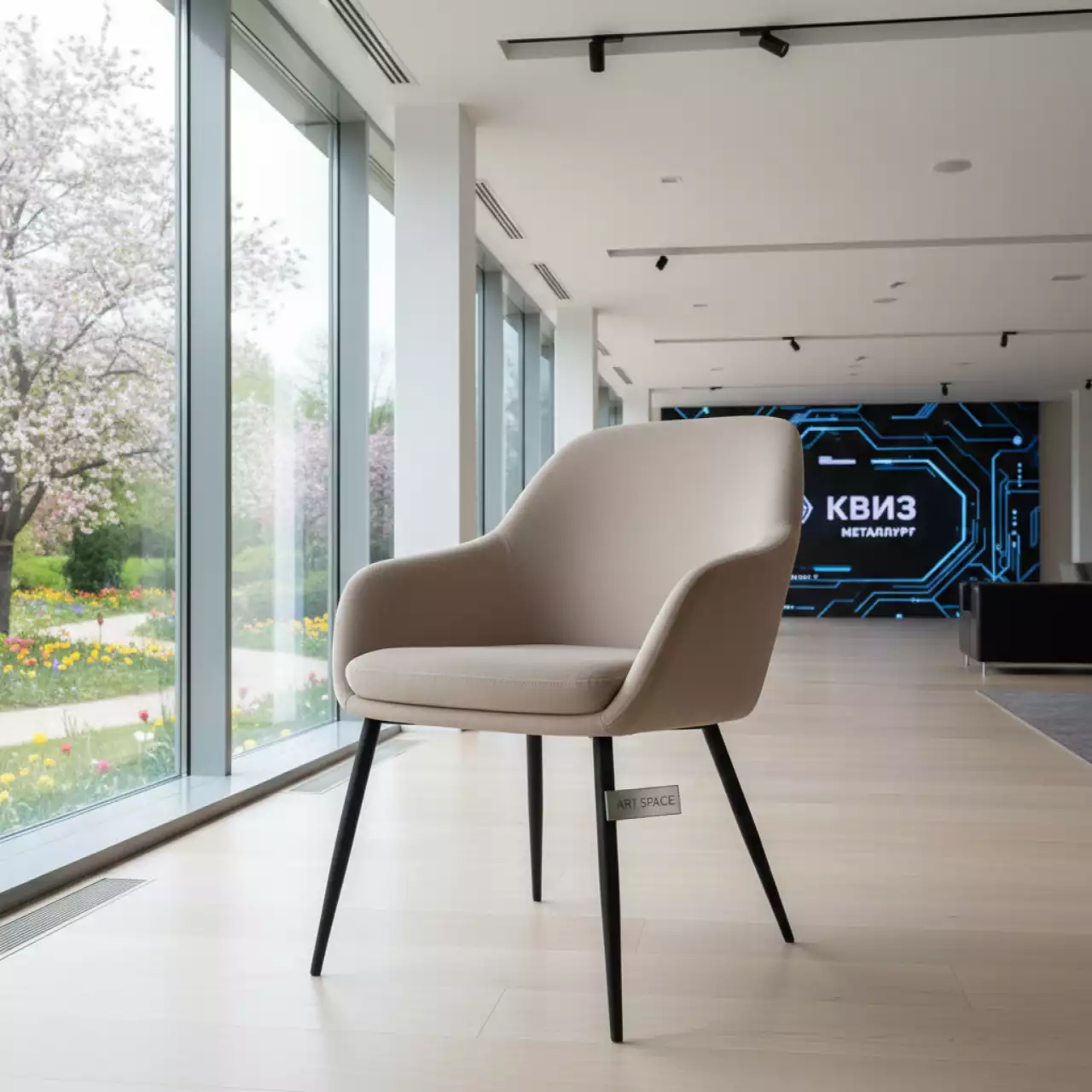 Аренда Стул Маллин велюр бежевый ножки черные в санатории «Металлург» — ART SPACE