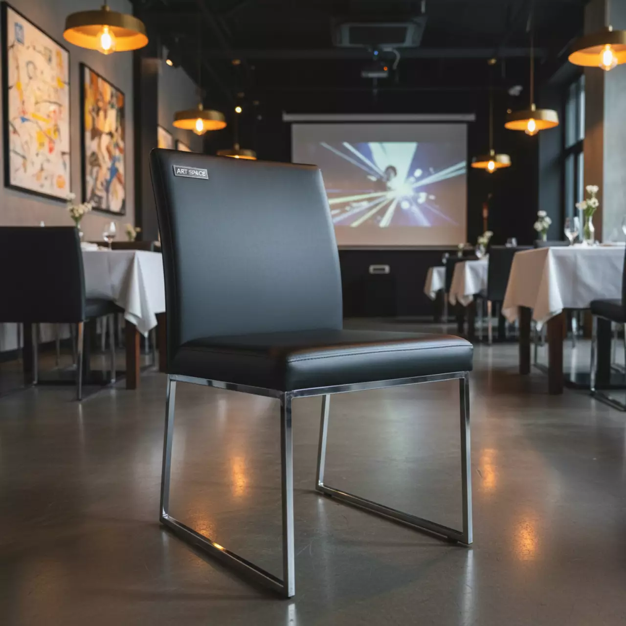 Аренда Стул Marco черный экокожа BK в ресторане «D.O.M» — ART SPACE