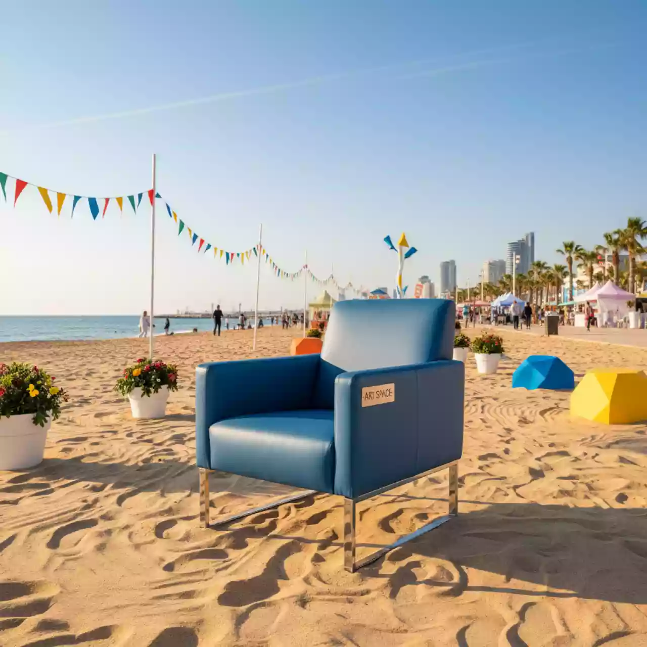 Аренда Стул Марк кожзам синий на пляже «Мандарин» — ART SPACE