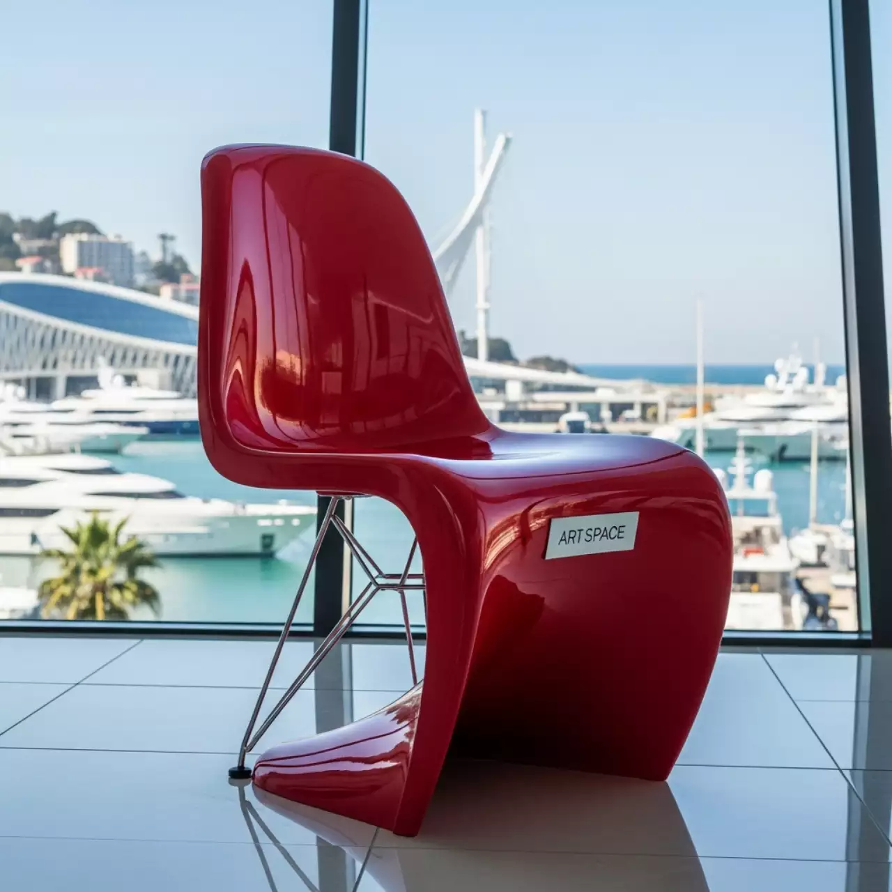 Аренда Стул металлический красный Eames на территории Морпорта Сочи — ART SPACE