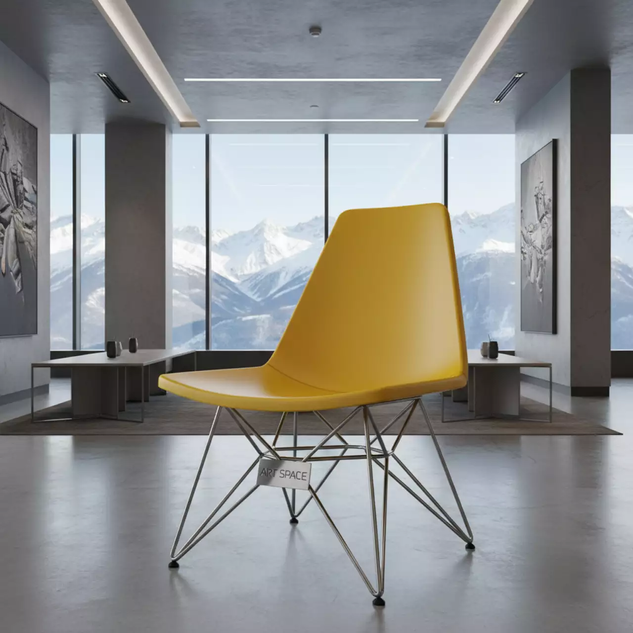 Аренда Стул металлический желтый Eames в Sochi Marriott Krasnaya Polyana — ART SPACE