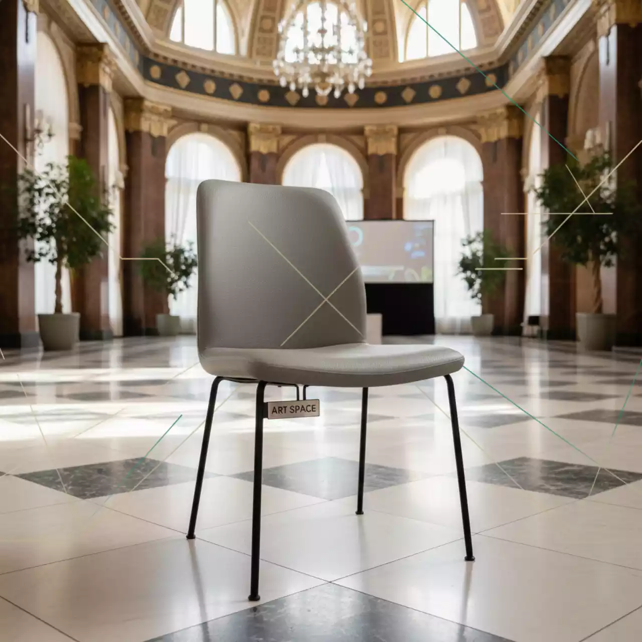 Аренда Стул Мила экокожа светло серая ножки черные в усадьбе Голицына — ART SPACE