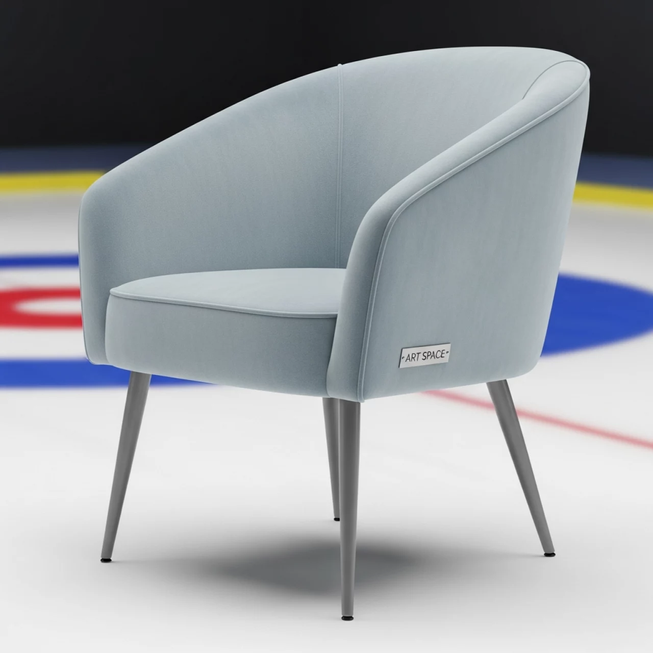 Аренда Стул Мила велюр бледно голубой металлические ножки серый в Керлинговом центре «Ледяной куб» — ART SPACE