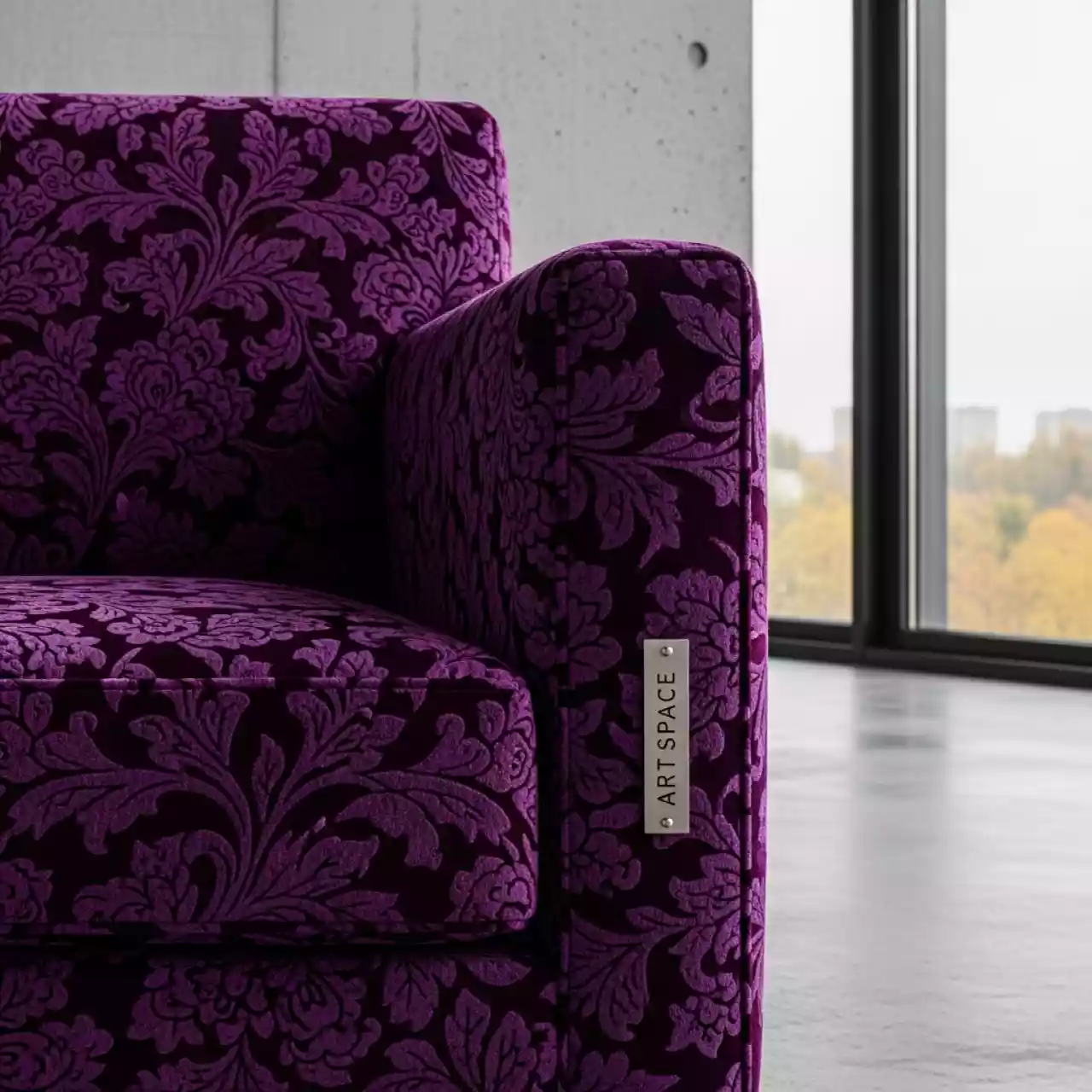 Аренда Стул Мила велюр фиолетовый принт цветы в Gamma Sirius — ART SPACE