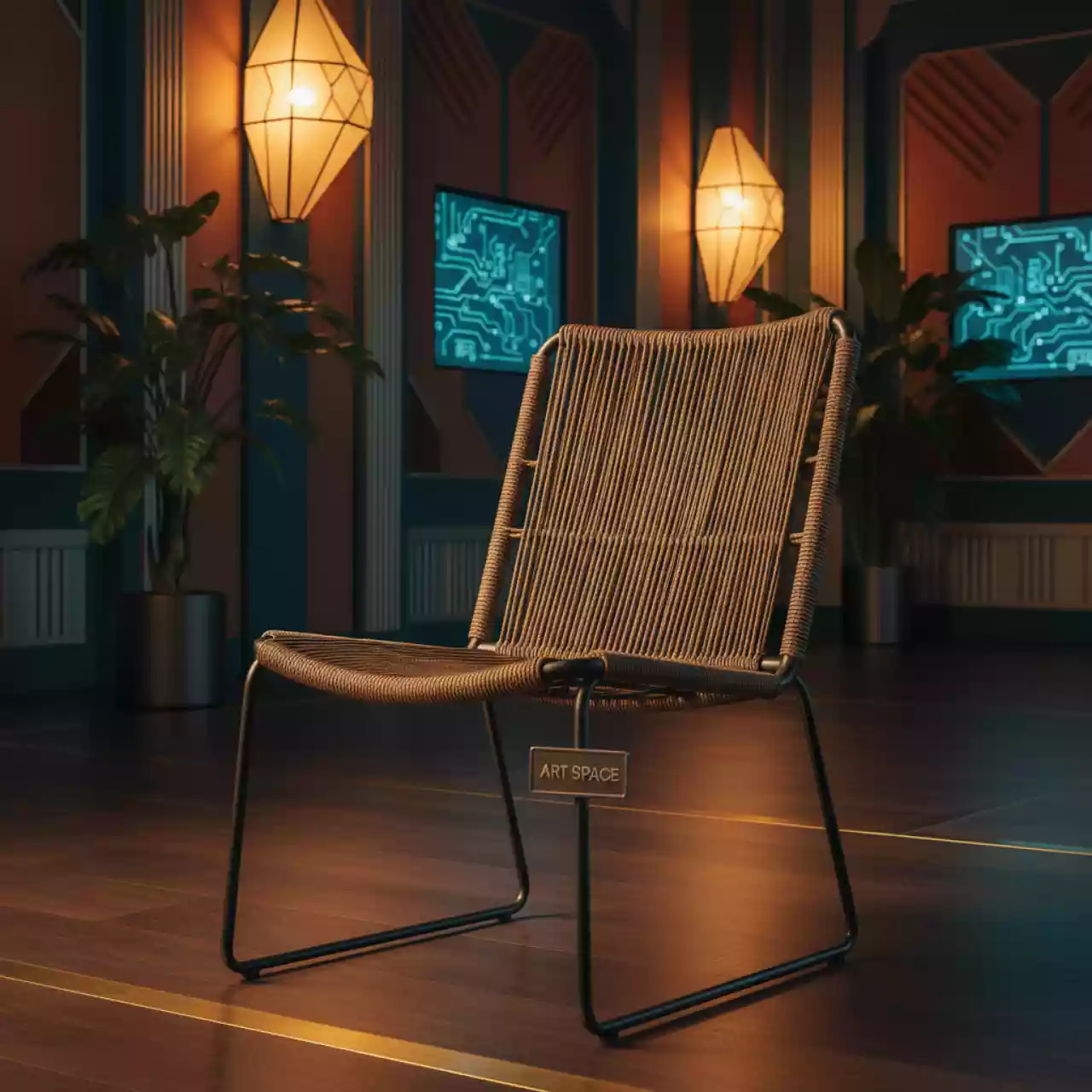 Аренда Стул Милан плетеный из роупа коричневый в ледовом дворце «Большой» — ART SPACE