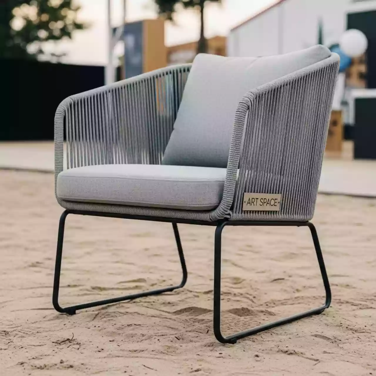 Аренда Стул Милан плетеный из роупа светло серый на пляже «Ривьера» — ART SPACE