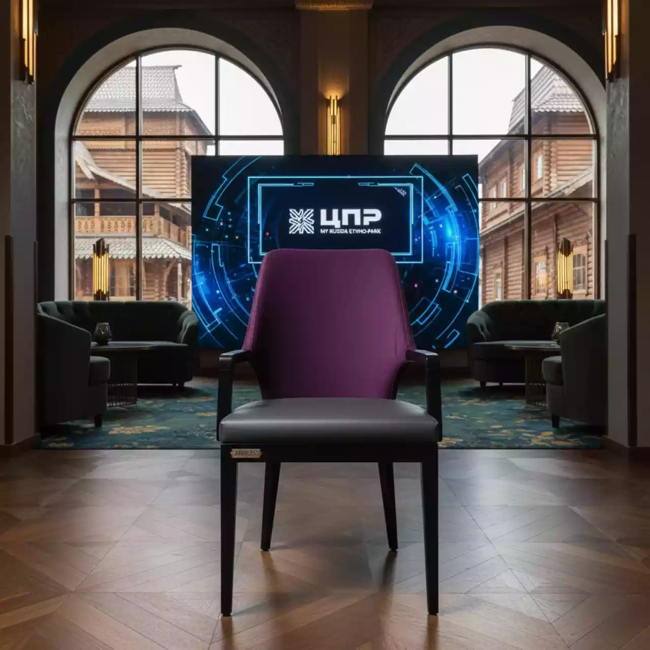 Аренда Стул Mix экокожа Space Graphite велюр Velutto ножки бук черная морилка каркас RAL в этно-парке «Моя Россия» — ART SPACE