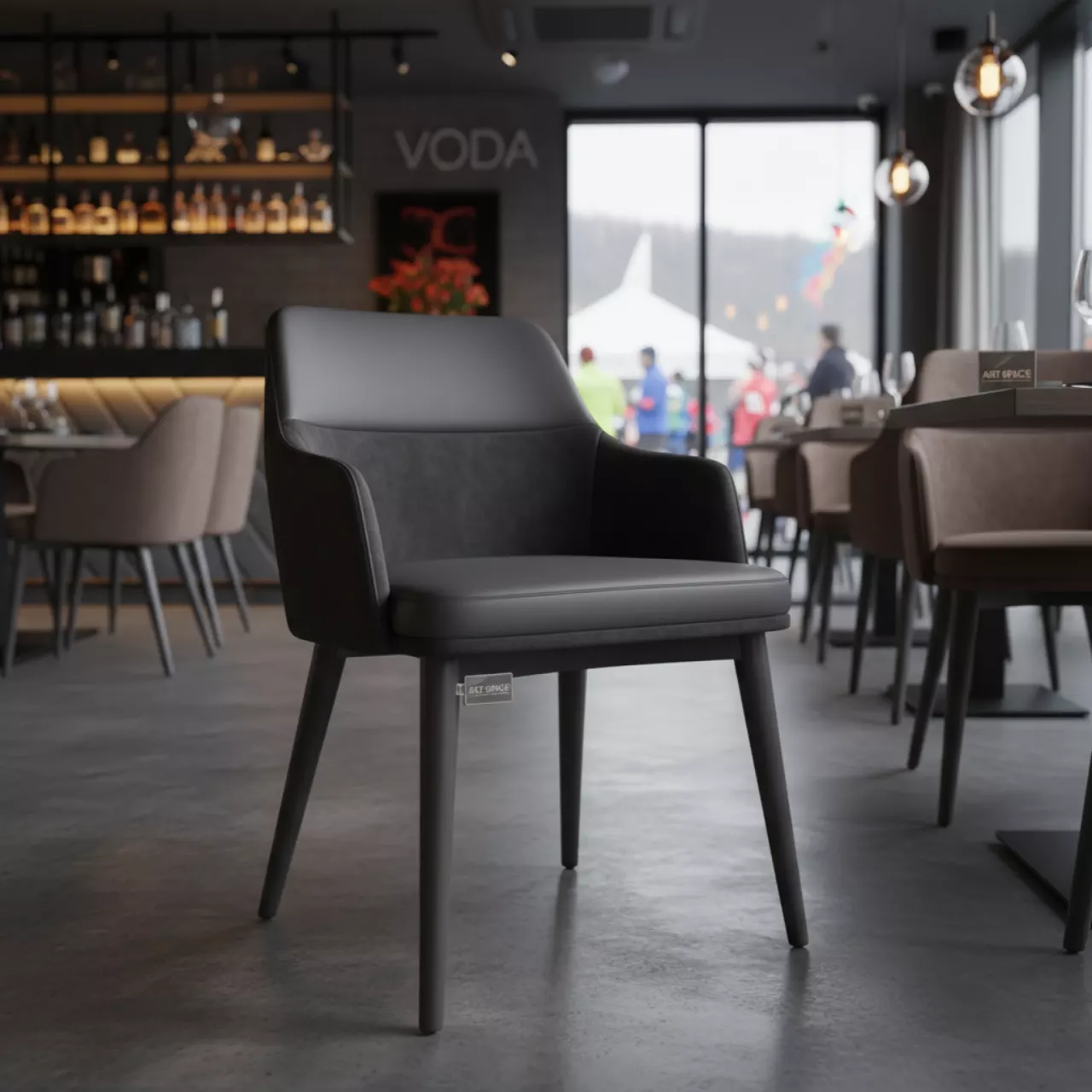 Аренда Стул Mix экокожа Space Graphite велюр Velutto в ресторане «Voda» — ART SPACE