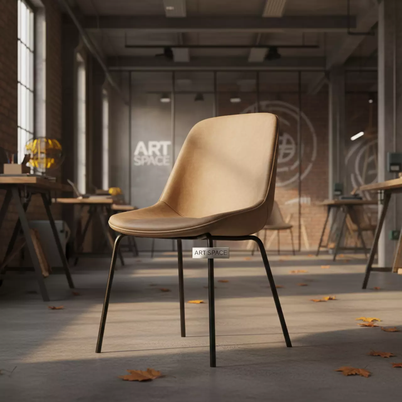 Аренда Стул мягкий Branch экокожа металл черный бежевый в VK Stadium Sirius — ART SPACE