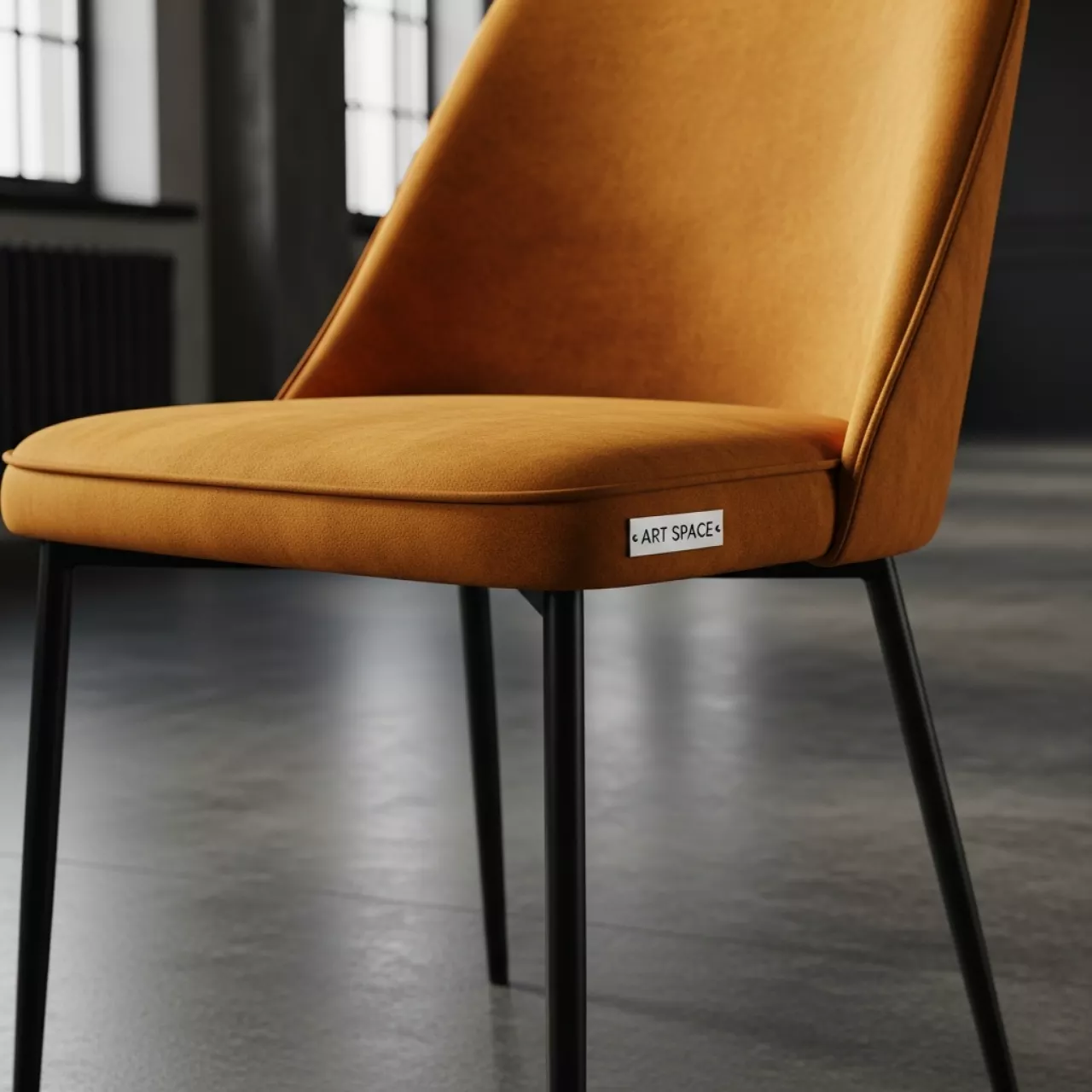 Аренда Стул мягкий Prism Edge велюр медовый металл черный в Rodina Grand Hotel & SPA — ART SPACE