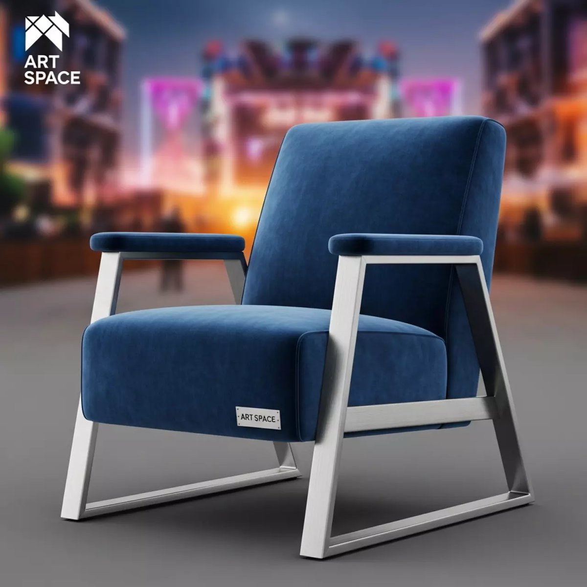 Аренда Стул мягкий с подлокотниками велюр металлический каркас Vertex в комплексе «Дагомыс» — ART SPACE