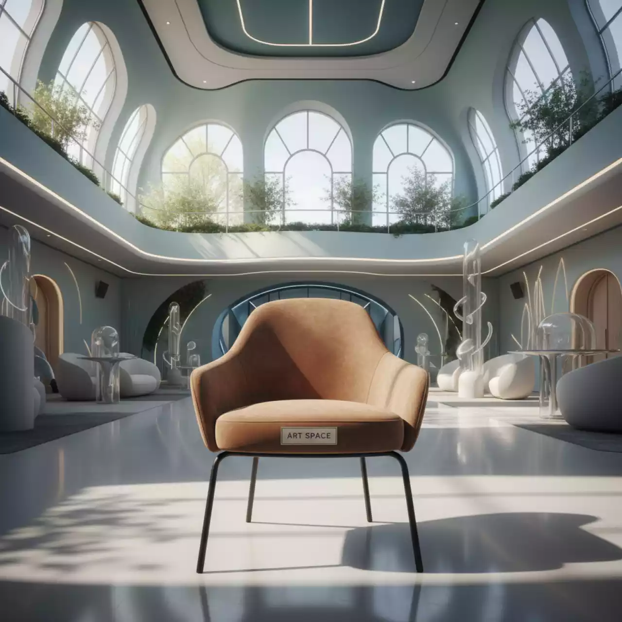 Аренда Стул мягкий велюр черный металл кофейный в отеле «Богатырь» — ART SPACE