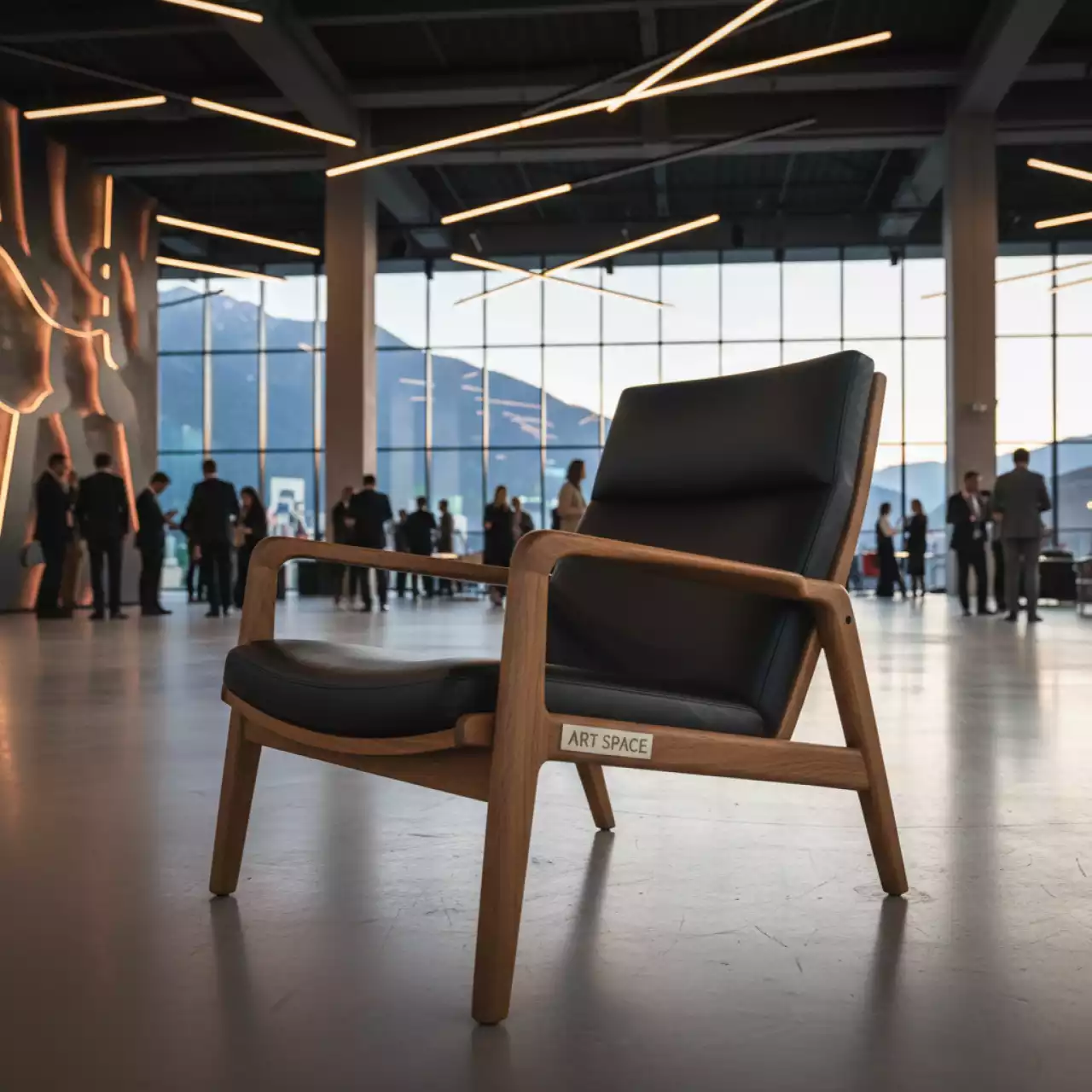 Аренда Стул Нью Йорк массив дуба натуральный тон черная натуральная кожа в Гранд Отель Поляна — ART SPACE