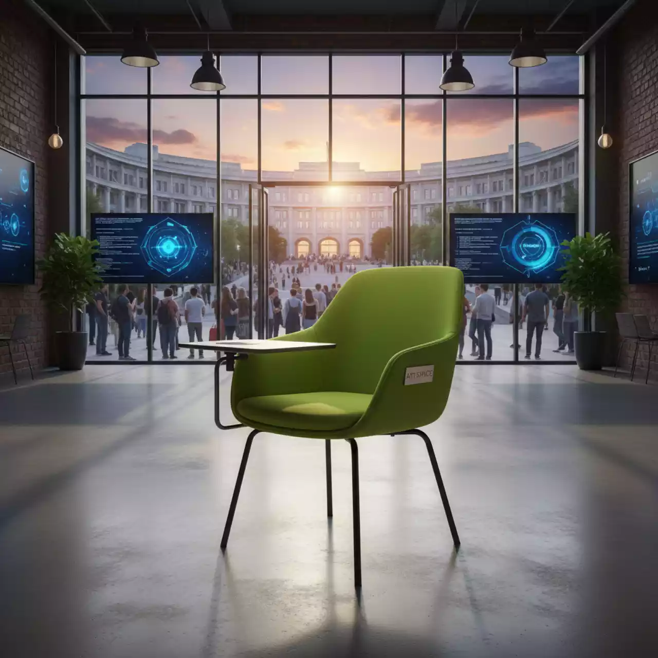 Аренда Стул на ножках с подлокотниками и столиком Vicenza салатовый на Медальной площади — ART SPACE