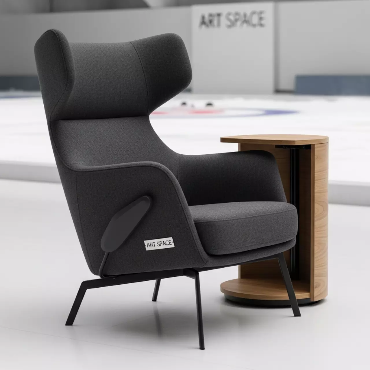 Аренда Стул на ножках с подлокотниками и столиком Vicenza серый в Керлинговом центре «Ледяной куб» — ART SPACE