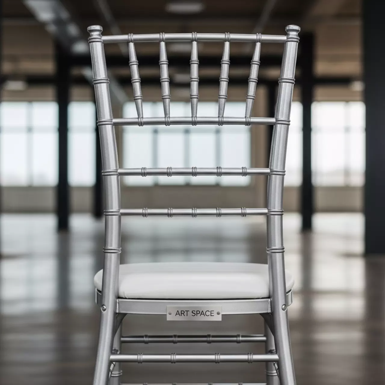 Аренда Стул Наполеон деревянный серебряный с белой подушкой в Green Flow Hotel — ART SPACE