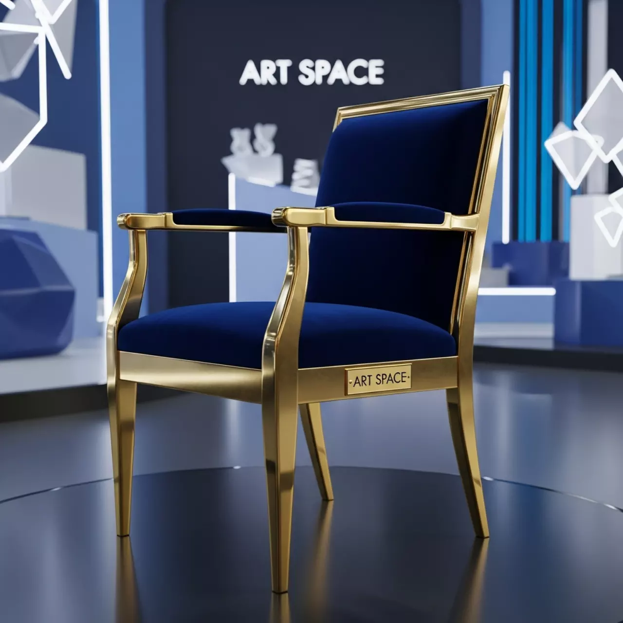 Аренда Стул Napoleon Gold Blue синий в ледовом дворце «Роза Хутор» — ART SPACE