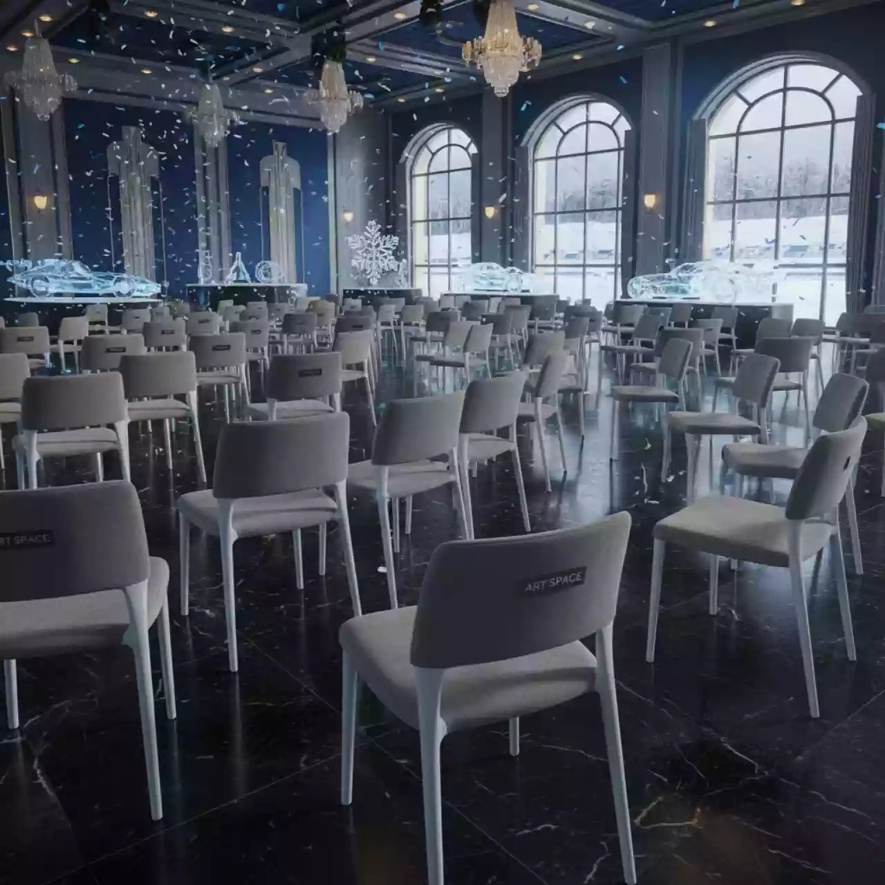 Аренда Стул обеденный Ayla серый белые ножки на Сочи Автодроме — ART SPACE